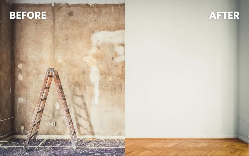 Before and after of painting service by Projexive